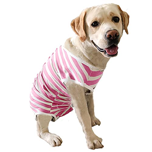 Dog’s Recovery Suit Post Surgery Shirt for Female Male Dog (5xl / pink white stripe)
