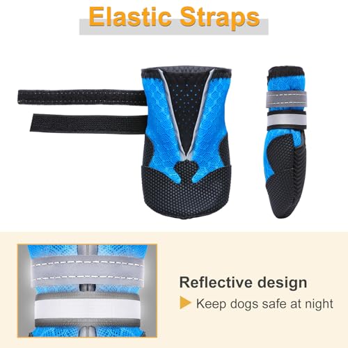 Breathable Dog Boots for Medium Large Dogs (Blue / L (Insole Width 2.6")for 44~66lb)