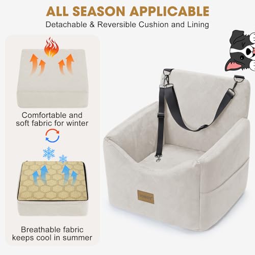 Dog Car Seats for Small Medium Dogs Under 35lbs (Beige / Small/Medium)