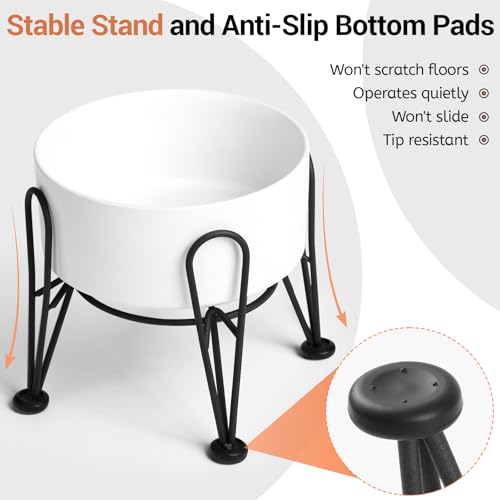 Elevated Dog Bowls (White / 7.6 Cups | 2 Pack | For Large Dogs)