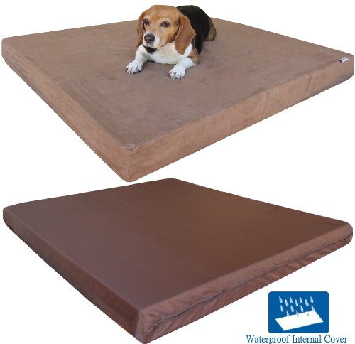 Orthopedic Dog Bed with Gel Memory Foam for Medium Large Pet (Large 41" Length X 27" Width / Microsuede in Brown)