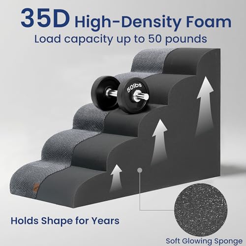 Ramp Dog Stairs for High Beds 24.4" H (Grey / 5-Step-Update (34.5"D x 17.7"W x 24.4"H))
