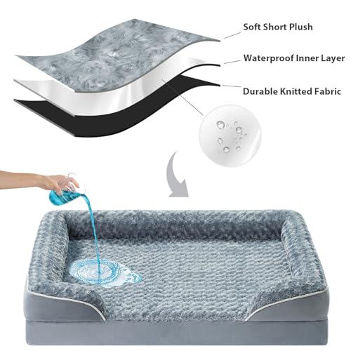 Orthopedic Washable XXL Dog Bed for Senior Dog Cozy Sleep (54.0"l X 36.0"w X 7.0"th / Grey)
