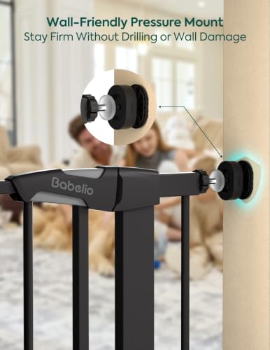 Auto Close Dog Gate with Cat Door (Black / 29-43" Wide, 30" Tall | Standard)