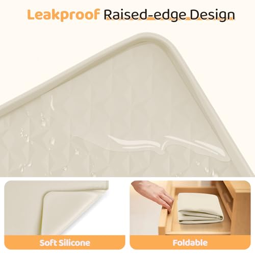 Dog Food Mat 51''x25.6'' Extra Large Dog Mat for Food and Water (51"L x 25.6"W / Beige)
