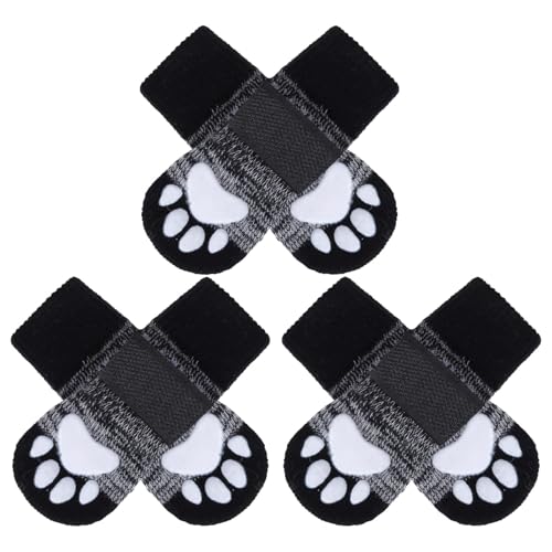 6PCS Anti Slip Dog Socks to Prevent Licking Paws (XX-small (6 Count) / Grey)