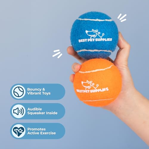 Interactive Squeaky Dog Chew Toy (Tennis (Assorted Color) / Large (Pack of 4))