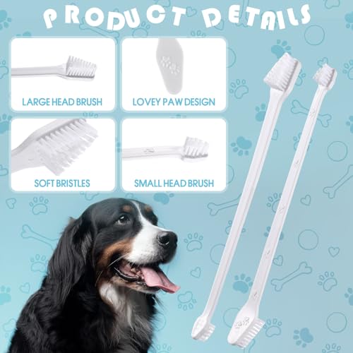 200 Count Dog Toothbrush Double Headed Long Handle Soft (White)
