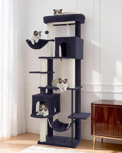 Cat Tree Cat Tower with Sturdy Steel Tube (70.5 inches / Smoky gray)