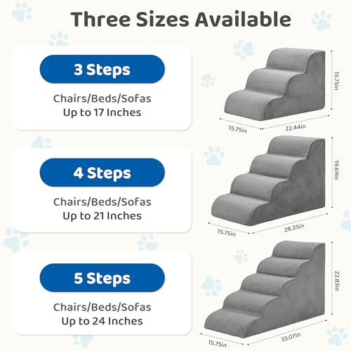 Dog Stairs for Small Dogs and Cats (Grey / Curved-19.69"H)