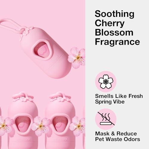 Dog Poop Bag Dispenser with 105 Cherry Blossom Scented Bags (Cherry Blossom / 1 Count (Pack of 105))
