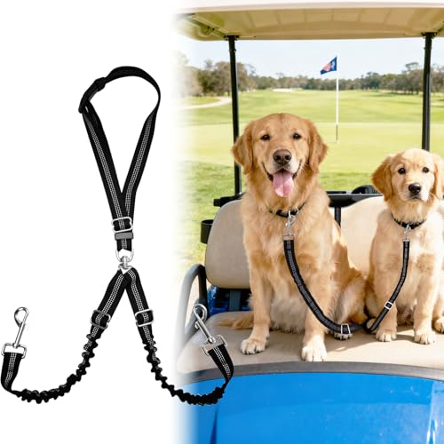 Golf Cart Dog Seat Leash & Safety Harness (Double Dog)