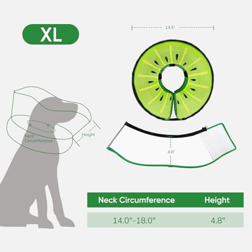 Raised Inflatable Dog Cone After Surgery (Kiwi / XL（(Neck 14"-18")）)