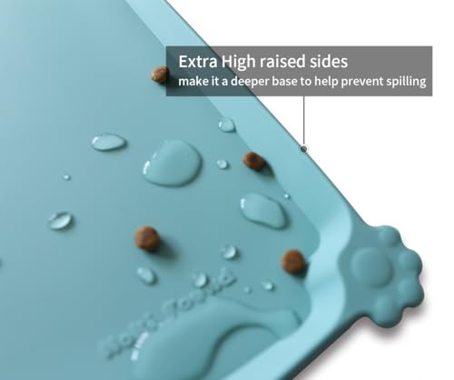 Silicone Non Slip Pet Food Mats (19" x 12" / Light Turquoise)
