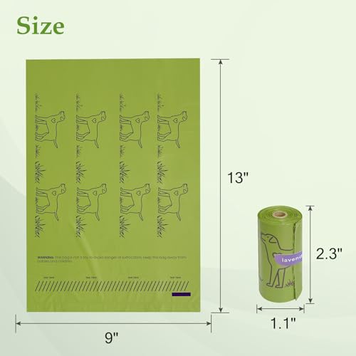 720 Count Lavender Scented 13” x 9” Dog Poop Bags Rolls (1 Count (Pack of 720))
