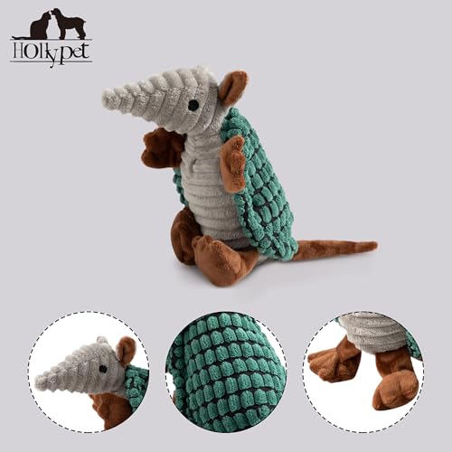 Armadillo Squeaky Puppy Dog Toys for Small Medium Dogs (8 IN / Deep Green)