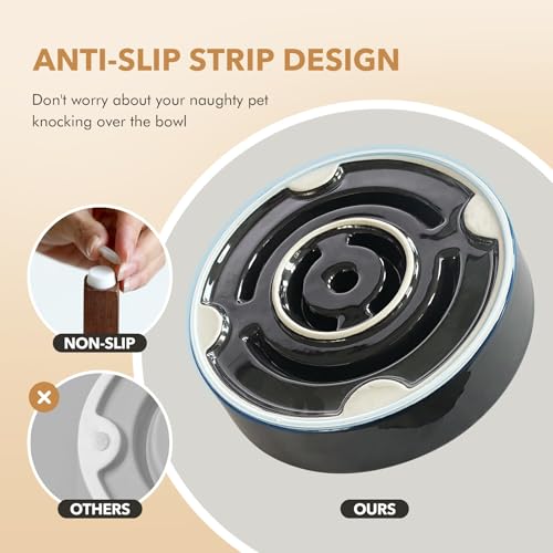 Raised Slow Feeder Dog Bowls (2 x Starry Sky + Stand - A / L- 8.2inch / 1.6 Cups)