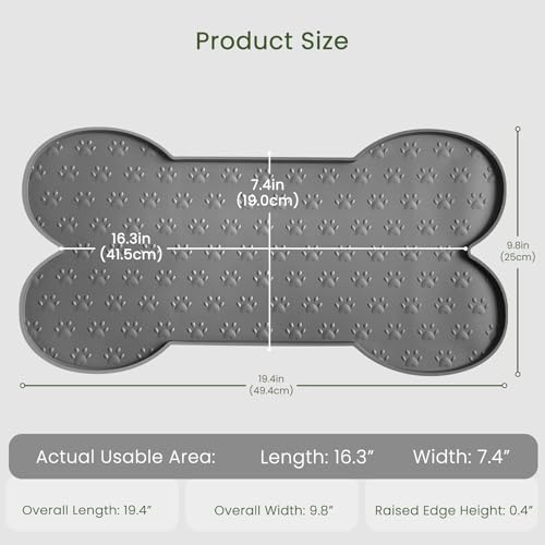 Dog Food Mat Anti (19.4" x 9.8" / Grey)