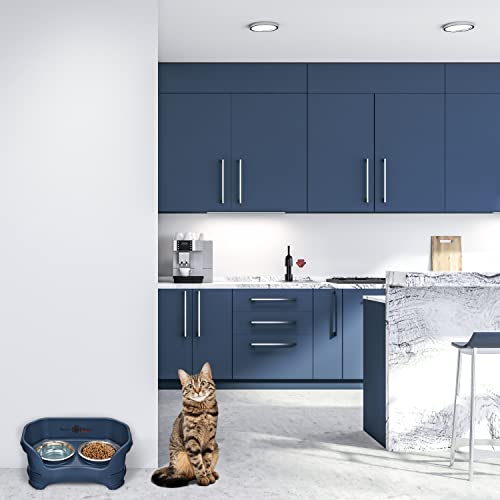 Neater Feeder Deluxe Mess Proof Cat Bowls Elevated (Cat with Standard Bowl / Dark Blue)