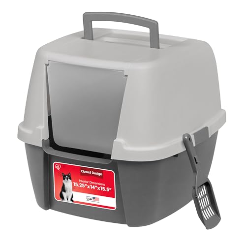 Large Front Door Cat Litter Box (Jumbo Enclosed / Dark Gray w/ Scoop)