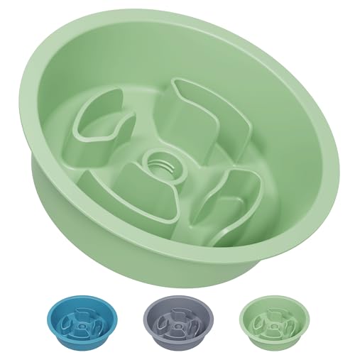 Slow Feeder Dog Bowls for Medium Breeds Fits Raised Feeding Station (Slow Feeder Green / 1.5 Cup - Fit 6.4-6.7'' Feeder Holes)