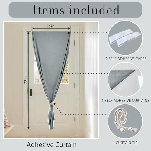 100% Blackout French Door Curtain (24"W x 72"L (Pack of 1) / Light Grey)