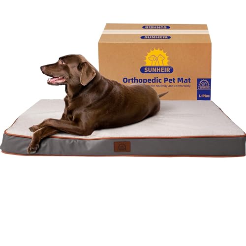 Washable Orthopedic XL Dog Bed Extra Large Waterproof Dog Crate Bed (Light Grey / 36.0"L x 27.0"W x 3.0"Th)