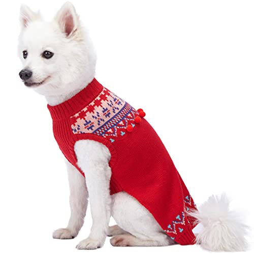 Icelandic Lopi Pullover Dog Sweater in Holiday Red (8 inch (Pack of 1) / Holiday Red)