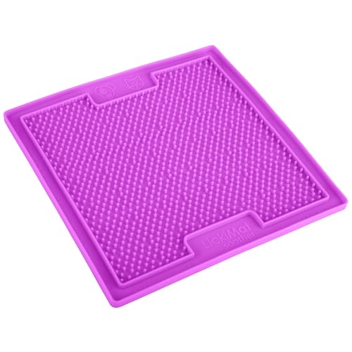 Classic Soother Slow Feeder for Dogs Lick Mat Boredom Anxiety Reducer Perfect for Food Treats Yogurt Liquid Food Peanut Butter Fun Alternative to a Slow Feed Dog Bowl (Purple)