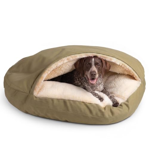 Cozy Cave Dog Bed (45.0"L x 45.0"W x 8.0"Th / Khaki)