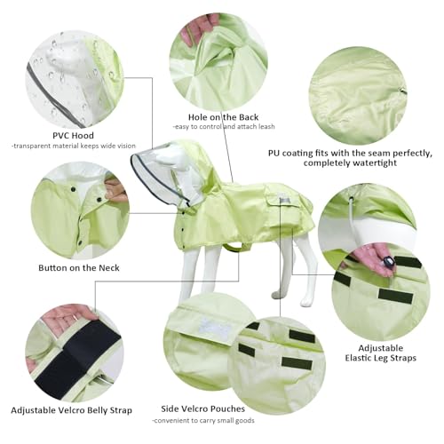Waterproof Dog Raincoat (Light Green / Large)