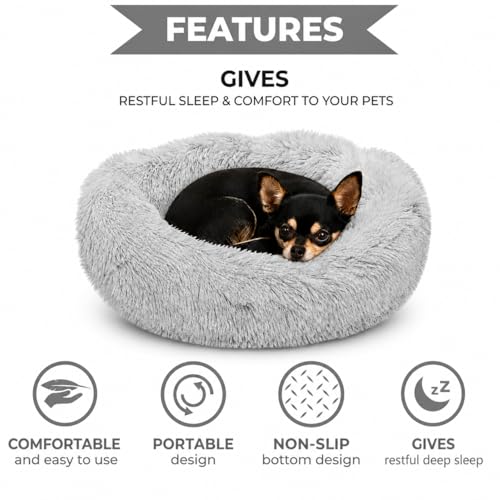 Cat Beds for Indoor Cats & Small Dog (Light-Grey / 20.00" x 20.00" x 6.00")