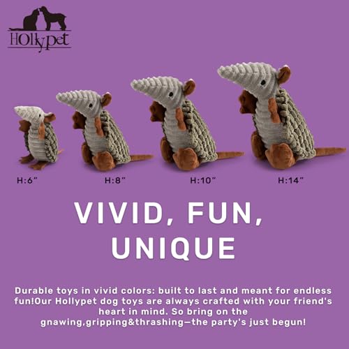 Armadillo Squeaky Puppy Dog Toys for Small Medium Dogs (8 IN / Olive Drab)