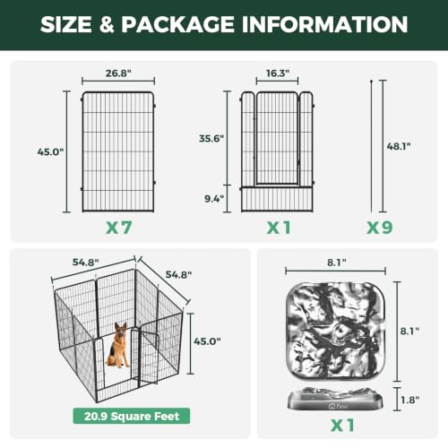Rollick Dog Playpen with Stainless Steel Lick Mat (Black / 45"H)
