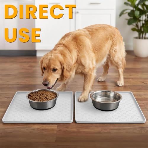 2 Pack Pet Placemat for Dog and Cat (11.8"L x 11.8"W - 2 Pack / White)