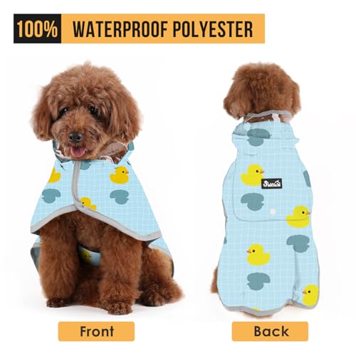 Dog Raincoat Waterproof Dog Rain Jacket with Clear Hooded (Duck Pattern / X-Large)