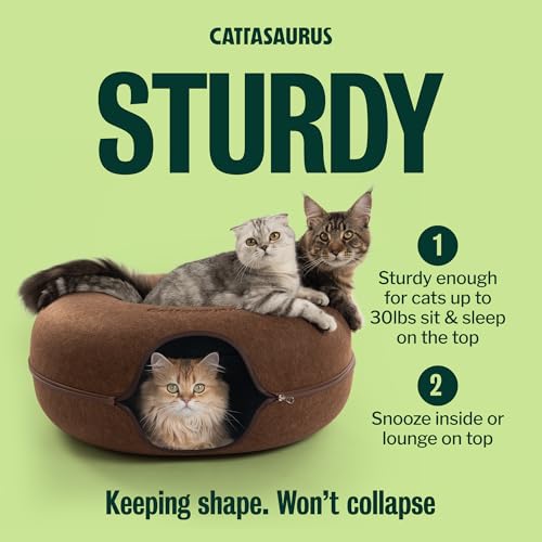 Peekaboo Cat Cave Donut for Multiple & Large Cats up to 30 (Brown / Jumbo)