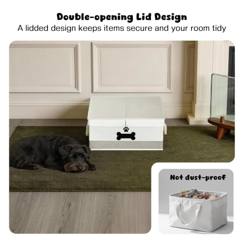 Dog Toy Basket with Double (Beige & Gray / Large)
