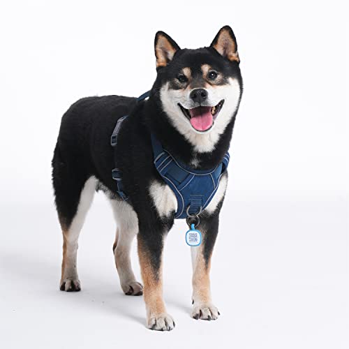 No Pull Dog Harness with Pet ID Tag (M (Chest: 22"-27" ) / Deep Sea Blue)