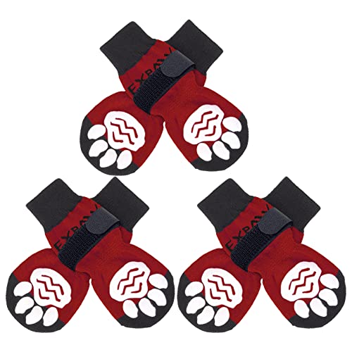 6PCS Anti Slip Dog Socks to Prevent Licking Paws (Large (6 Count) / Red)