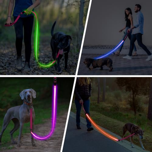 Light Up Dog Leash (Pink / 6FT)