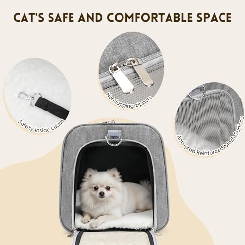 Cat Carrier Soft (Gray / 17.0"L x 11.0"W x 11.0"H)