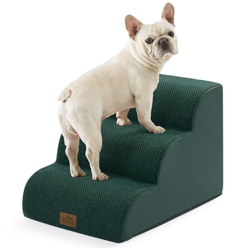 Wide Dog Stairs for Small Dog 15.7" H (Dark Green / Wide:17.7"x22.4"x15.7")