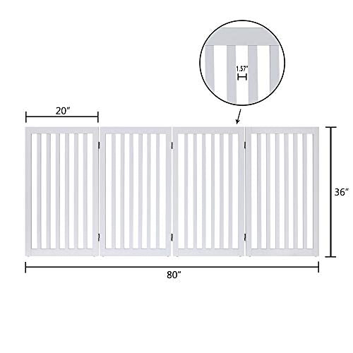 36”H Free Standing Pet Gate for Dog (White / 80"W×36"H)