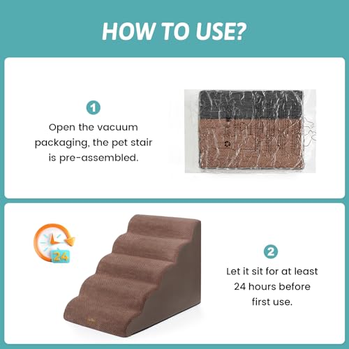 Extra Wide Dog Stair for Small Dog (Brown / Extra Wide:19.7"x33"x22.4")