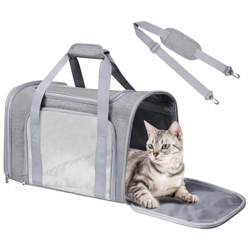Cat Carrier Soft Up to 16 Lbs (17.0"L x 11.0"W x 11.0"H / Grey)