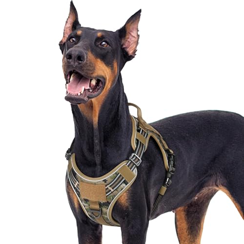 Tactical Dog Harness for Large Dogs (Xl(chest:23.6"-41.8",neck:21.7"-32.3",back:9.1") / Brown Camo)