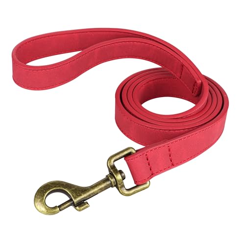 PU Leather Dog Leash for Small Dogs (Red / 3/4''x 4FT)