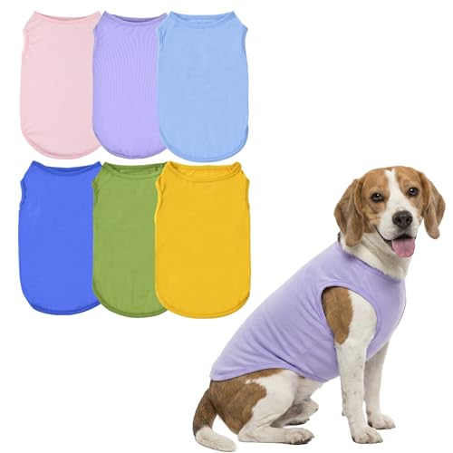 6 Pack Solid Color Dog Shirt Blank Pet Sleeveless Clothes Soft Puppy Cat T (XX-Large)