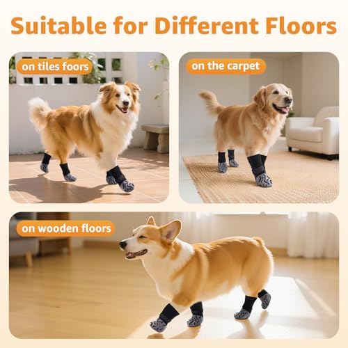 Non Slip Dog Socks to Prevent Licking Paws Double Sided Traction (Small(Pack of 4))